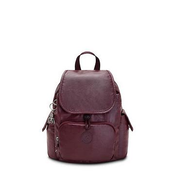 Kipling City Pack Mini Metallic Backpack Rugzak Bordeaux | BE 2019UZ